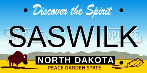 SASWILK North Dakota License Plate