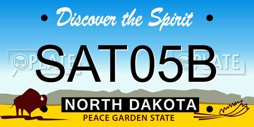 SAT05B North Dakota License Plate