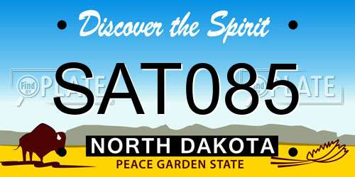 SAT085 North Dakota License Plate