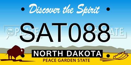 SAT088 North Dakota License Plate