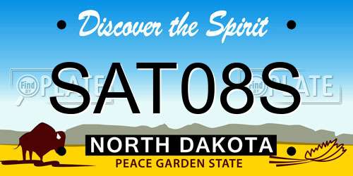 SAT08S North Dakota License Plate