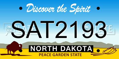 SAT2193 North Dakota License Plate
