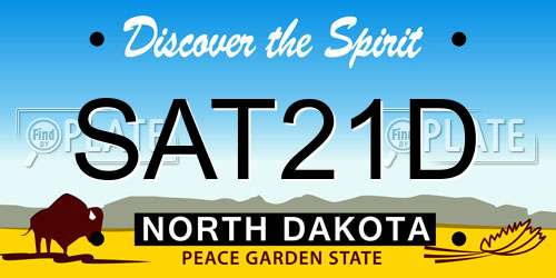 SAT21D North Dakota License Plate
