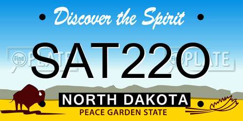 SAT22O North Dakota License Plate