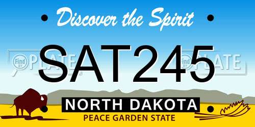 SAT245 North Dakota License Plate