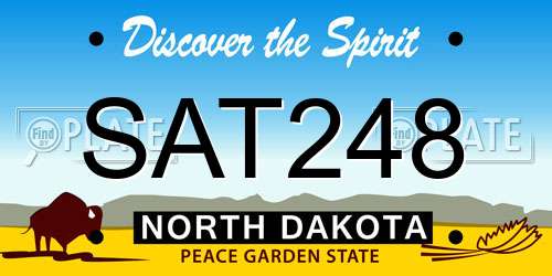 SAT248 North Dakota License Plate