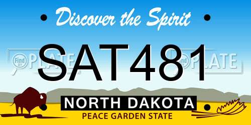 SAT481 North Dakota License Plate