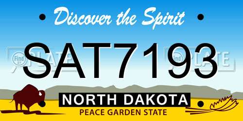 SAT7193 North Dakota License Plate
