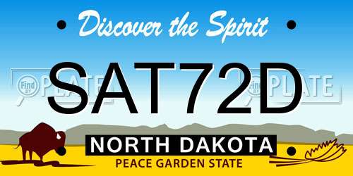 SAT72D North Dakota License Plate