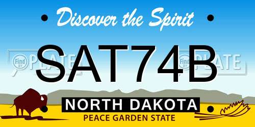 SAT74B North Dakota License Plate