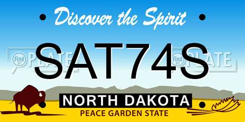 SAT74S North Dakota License Plate