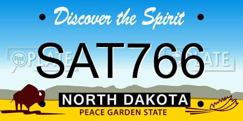 SAT766 North Dakota License Plate