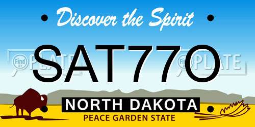 SAT77O North Dakota License Plate