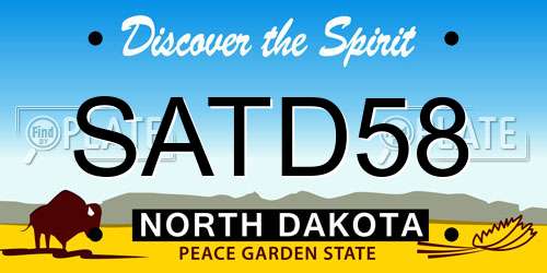 SATD58 North Dakota License Plate