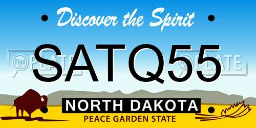 SATQ55 North Dakota License Plate
