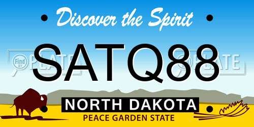 SATQ88 North Dakota License Plate