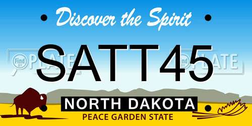SATT45 North Dakota License Plate