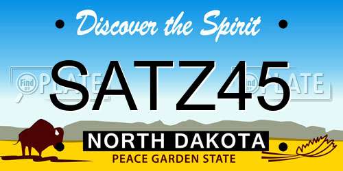 SATZ45 North Dakota License Plate