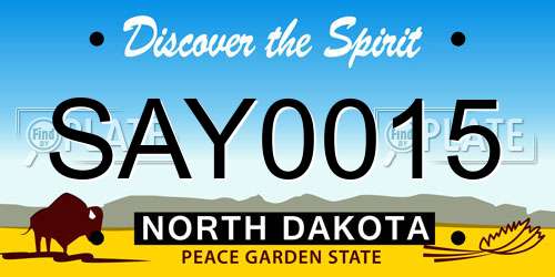 SAY0015 North Dakota License Plate