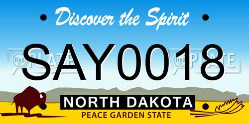 SAY0018 North Dakota License Plate