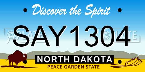 SAY1304 North Dakota License Plate