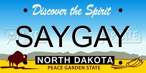 SAYGAY North Dakota License Plate