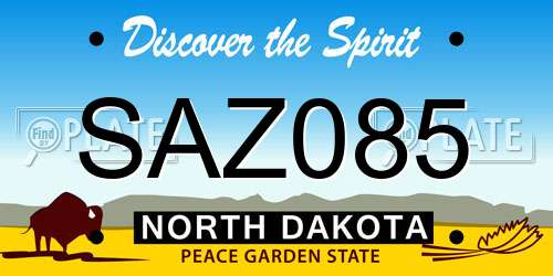 SAZ085 North Dakota License Plate
