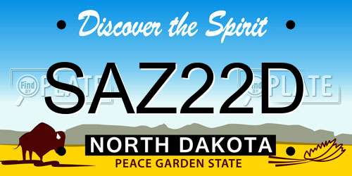 SAZ22D North Dakota License Plate