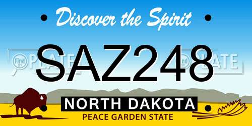 SAZ248 North Dakota License Plate