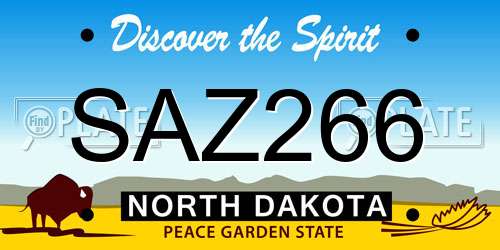 SAZ266 North Dakota License Plate
