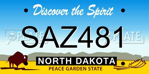SAZ481 North Dakota License Plate