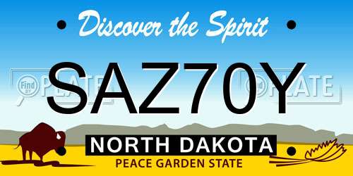 SAZ70Y North Dakota License Plate