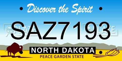SAZ7193 North Dakota License Plate