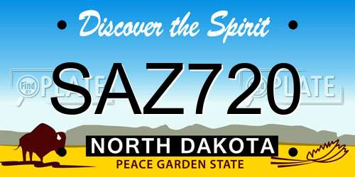 SAZ720 North Dakota License Plate