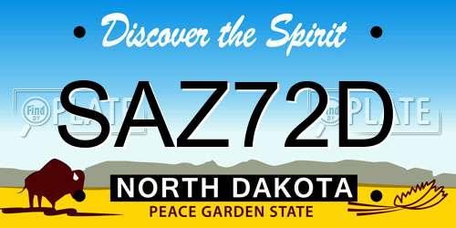 SAZ72D North Dakota License Plate