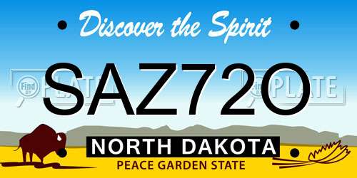 SAZ72O North Dakota License Plate