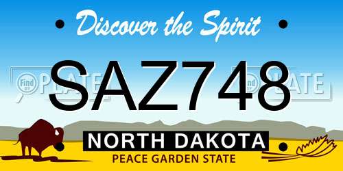 SAZ748 North Dakota License Plate