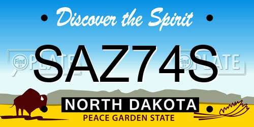 SAZ74S North Dakota License Plate