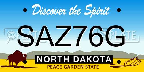 SAZ76G North Dakota License Plate