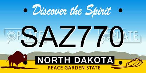 SAZ770 North Dakota License Plate