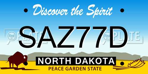 SAZ77D North Dakota License Plate