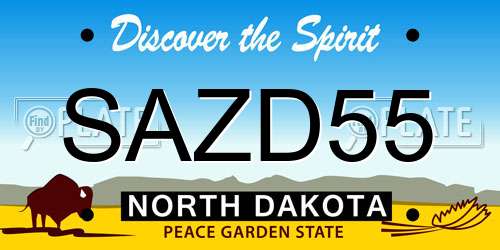 SAZD55 North Dakota License Plate