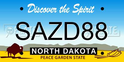 SAZD88 North Dakota License Plate