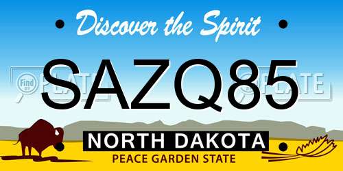 SAZQ85 North Dakota License Plate