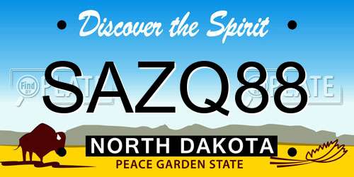 SAZQ88 North Dakota License Plate