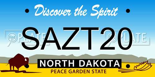 SAZT20 North Dakota License Plate