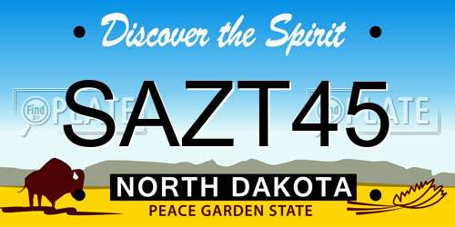 SAZT45 North Dakota License Plate