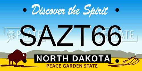 SAZT66 North Dakota License Plate