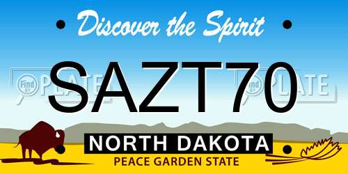 SAZT70 North Dakota License Plate