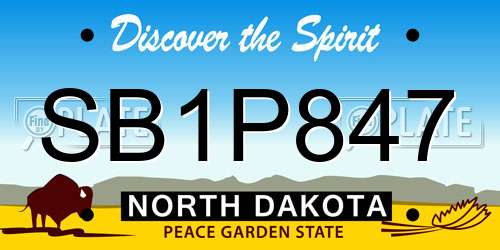 SB1P847 North Dakota License Plate